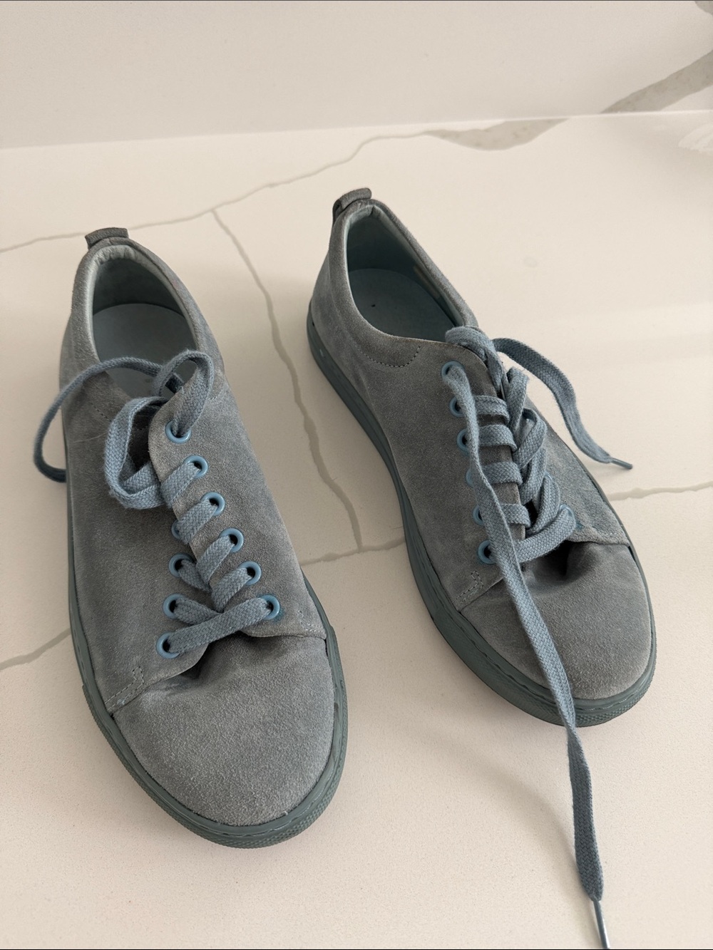 Sandro Women's  Casual Suede Lace-Up Sneakers in Dusty Blue